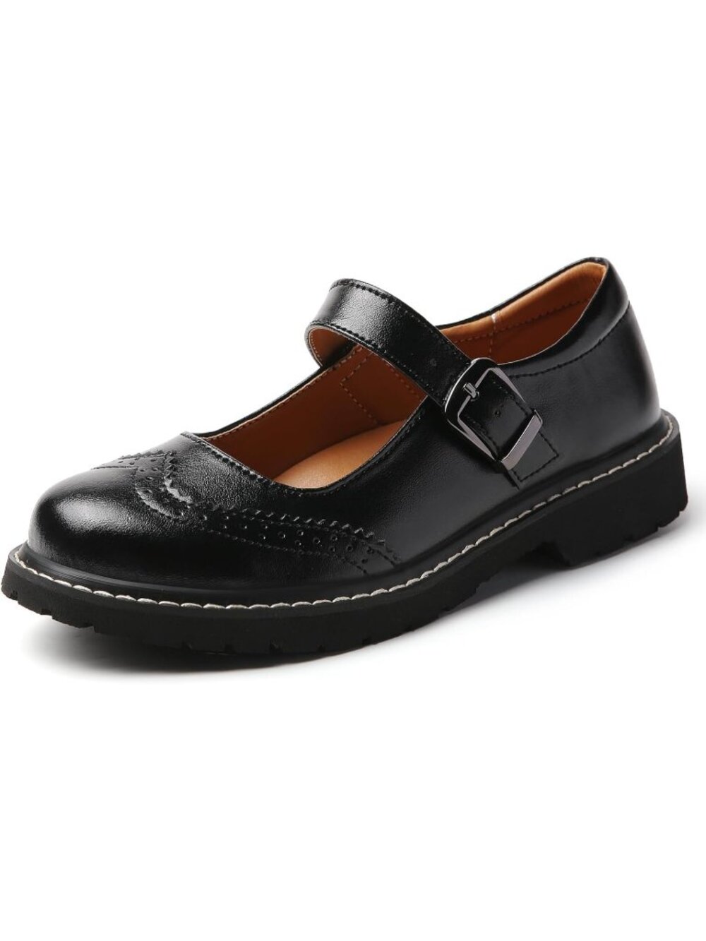 〽️Women's Mary Jane Flats Black Brogues Ankle Strap Wingtip Oxford Dress Shoes
